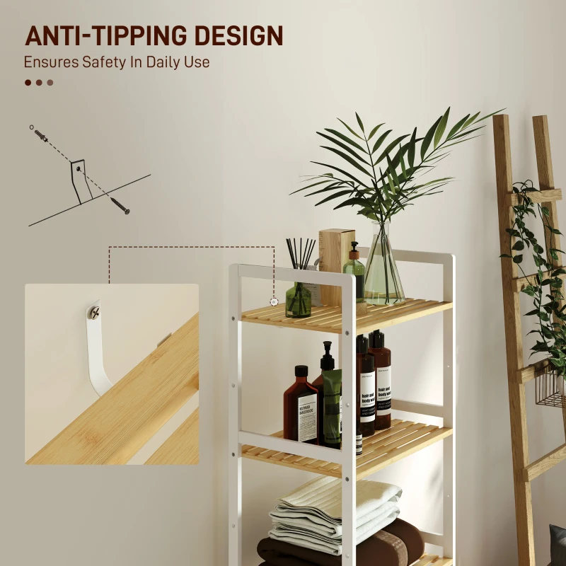 HOMCOM Five-Tier Bamboo Adjustable Shelf Storage Unit