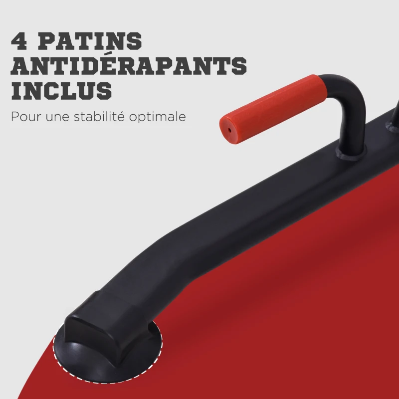 HOMCOM Station de traction musculation multifonctions punching ball chaise romaine hauteur réglable acier noir rouge