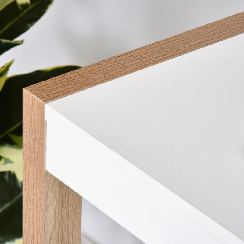 HOMCOM Mesa de Escritorio Espaciosa con Cajón Armario Patas en Forma de Marco de Estilo Moderno 112,5x50x75,5 cm Blanco(m-9)
