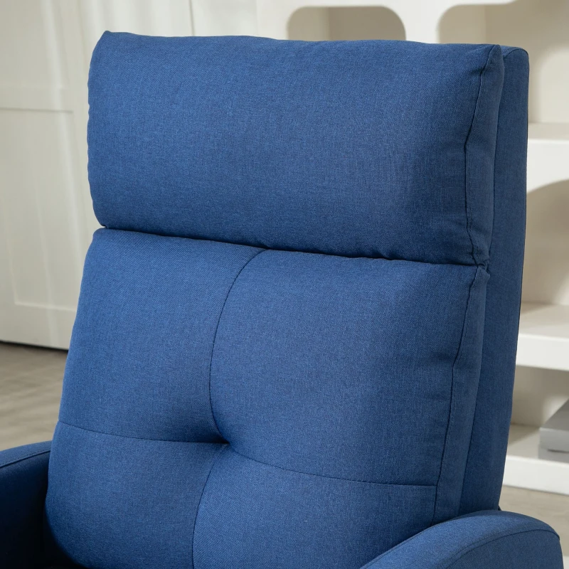 HOMCOM Sillón Reclinable Manual Sofá Individual con Reclinación hasta 155º Carga 150 kg Azul