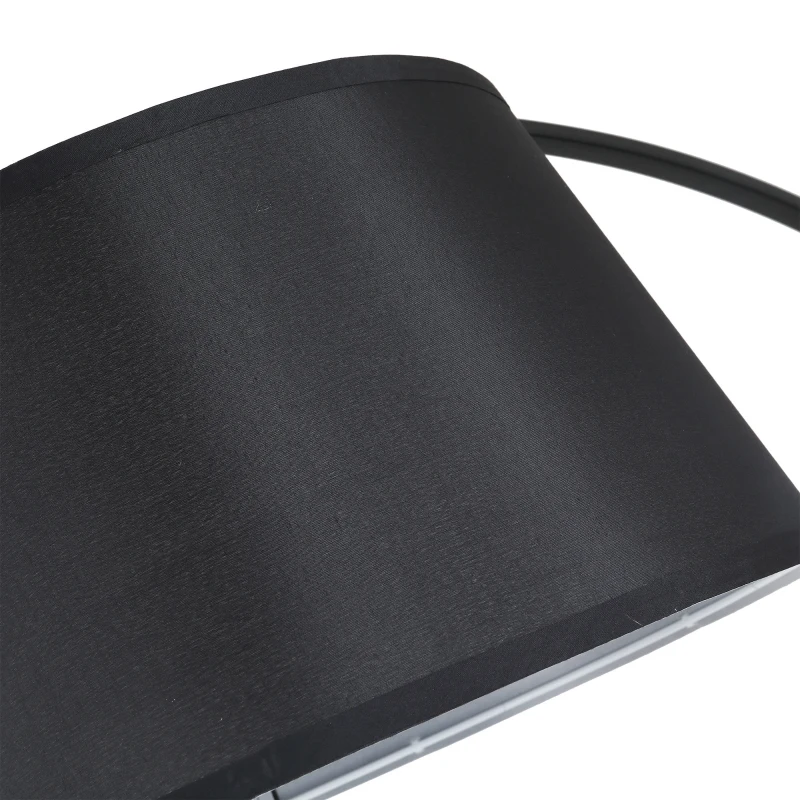 HOMCOM Lampada da Terra ad Arco con Paralume in Tessuto e Interruttore a Pedale, Ø47x105x190cm, Nera
