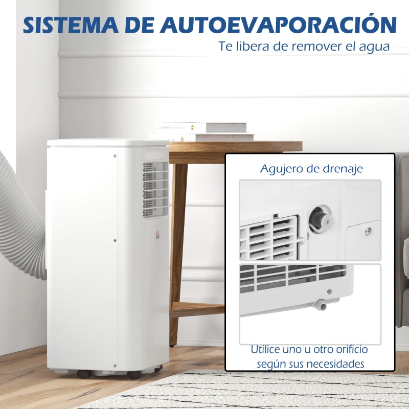 HOMCOM Aire Acondicionado 7000 BTU 760 W con Pantalla LED Control Remoto Temporizador para 8-15 m² 30x34x69,4 cm Blanco