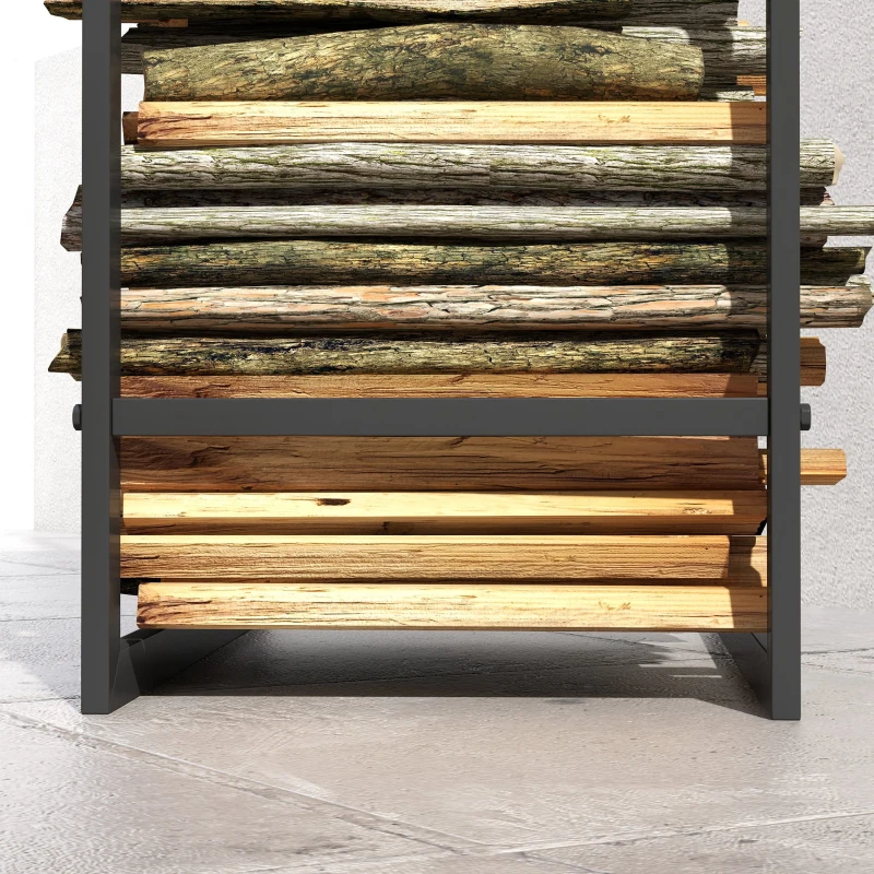 Outsunny Porte bûches range bûches vertical en métal intérieur extérieur 50 x 30 x 100 cm noir