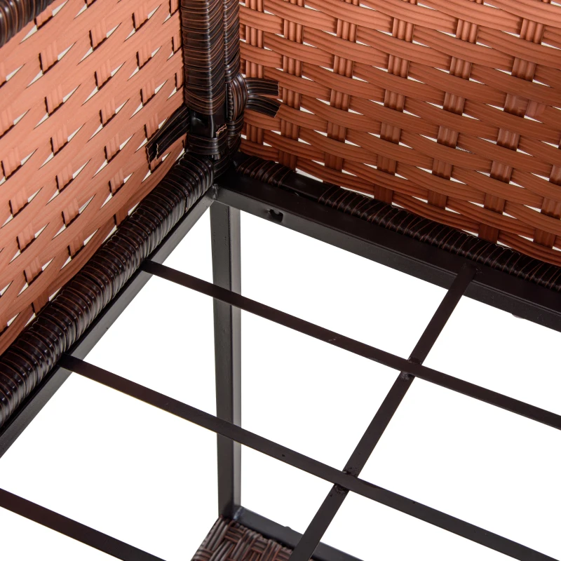 Outsunny Jardinière sur pieds avec étagère inférieure carré potager surélevé extérieur jardin tissu non-tissé inserts d'irrigation inclus résine tressée PE métal dim. 64L x 42l x 78,5H cm brun