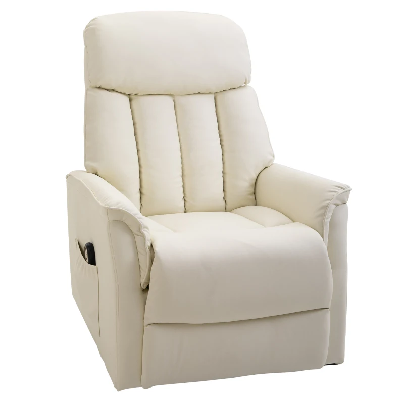 HOMCOM Sillón Levanta Personas Silla Reclinable Elevador con Reposapiés Mando a Distancia Reclinación 145° 80x94x104 cm Crema