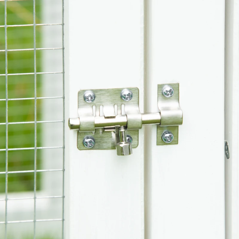 PawHut Clapier cage à Lapins rongeurs XXL 2 étages toit bitumé intégral plateau à déjection 227L x 53l x 85H cm bois massif sapin - gris et blanc