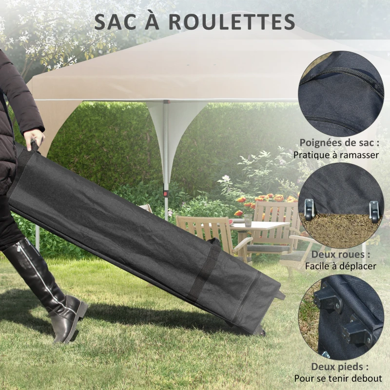 Outsunny Tonnelle barnum pavillon de jardin pop-up pliant 3 x 3 m avec sac de transport à roulettes, hauteurs réglables