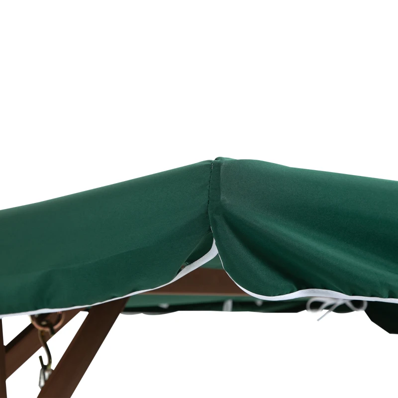 Outsunny Banco Columpio de Jardín de Madera con Dosel Verde 160x120x165 cm Carga 227 kg Balancín para Patio Jardín Terraza Exterior Protección Solar Marrón