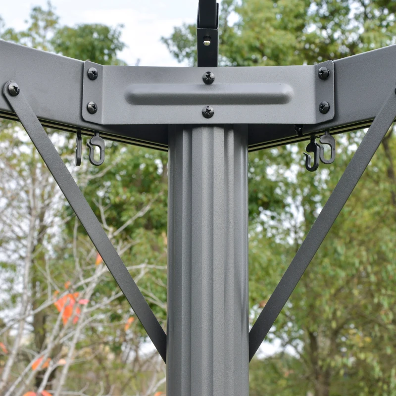 Outsunny Gartenpavillon Pavillon Gartenzelt Festzelt Partyzelt mit 4 x Seitenwand wetterfest Aluminium Polyester Grau 3 x 3 x 2,7 m