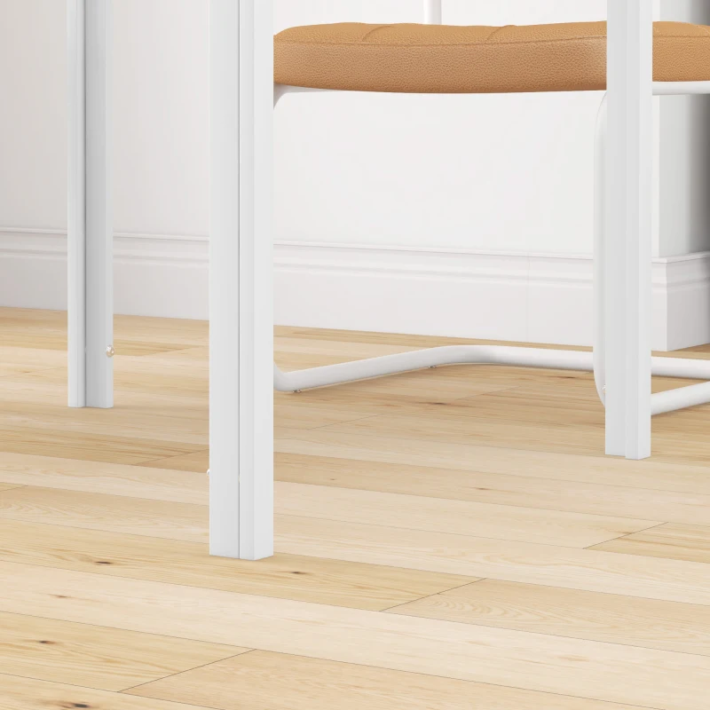 HOMCOM Quadratischer Esstisch für 4 Personen, Tischplatte aus Hartglas, für Küche und Esszimmer, 75 x 75 x 75 cm, Weiß