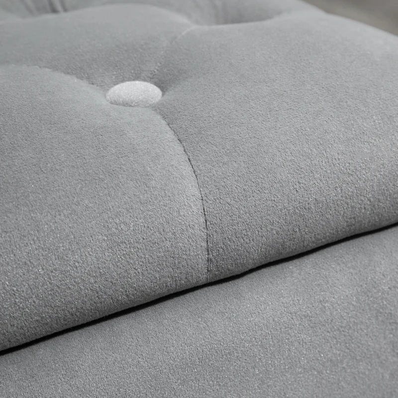 HOMCOM Banc Banquette Pouf Tabouret de Rangement avec 2 Petits Tabourets Peluche Courte 75 X 40 X 24cm Gris Clair