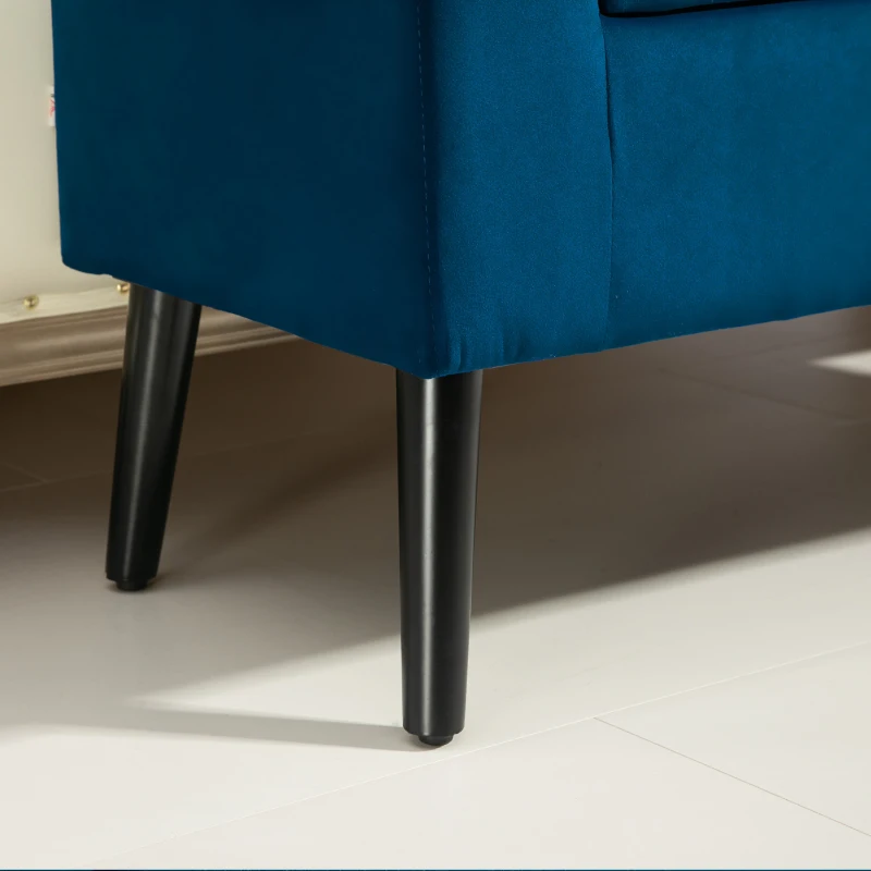 HOMCOM Polsterbank mit Stauraum, Truhenbank mit Armlehnen, 46 cm Sitzhöhe, samtartiges Polyester, 111,5 x 41 x 65 cm, Blau