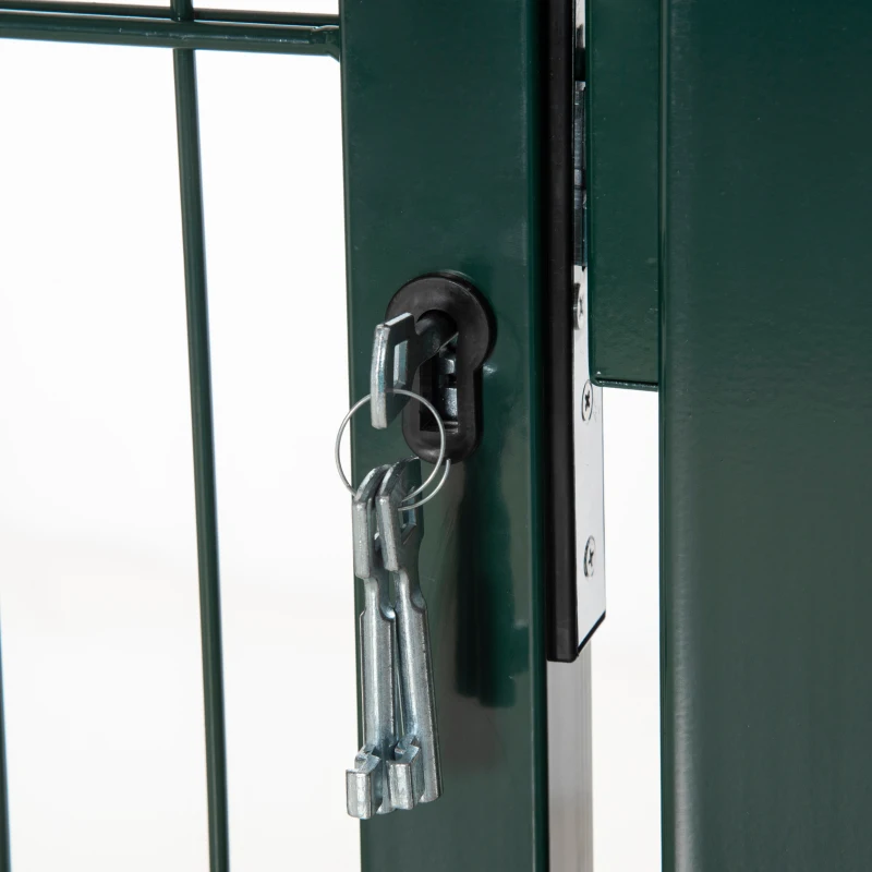 HOMCOM Gartentor Gartentür Zauntor Hoftür aus Stahl Griff Schloss und Schlüsseln 97 x 150 cm Grün