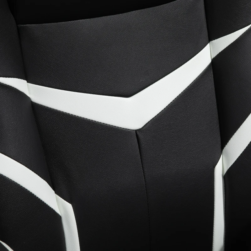 Vinsetto Poltrona da Gaming da Ufficio Ergonomica, Altezza Regolabile, Base Fissa, Braccioli Pieghevoli Nero e Bianco