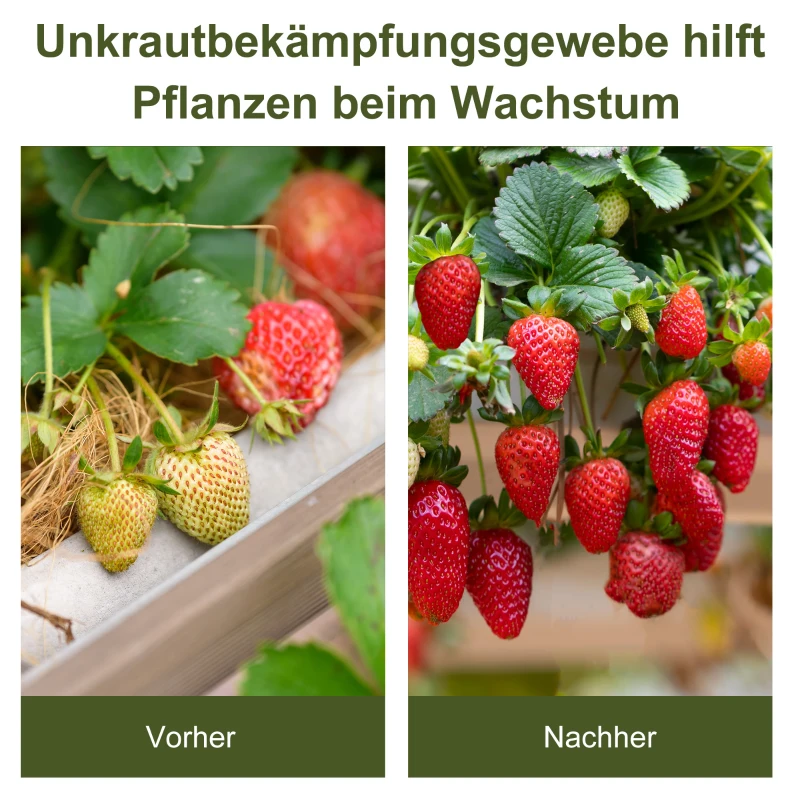 Outsunny Unkrautvlies Anti-Unkrautgewebe Bändchengewebe Reißfestes Bodendecker 100g/m² Unterbodengewebe mit grünen Trennwänden wasserdurchlässig PP-Kunststoff Schwarz 50x1 m