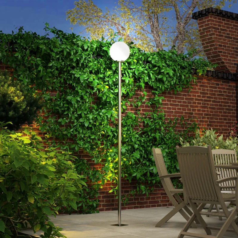 Outsunny Lampioncino da Giardino Impermeabile con Palo in Acciaio e Paralume Rotondo, Ø25x223Acm, Crema