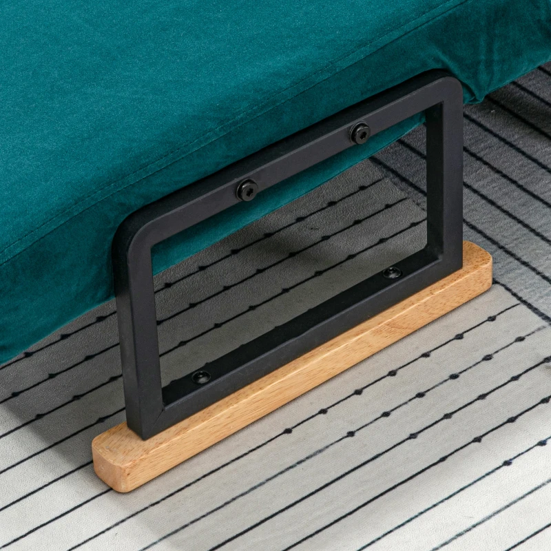 HOMCOM Divano Letto Matrimoniale 3 in 1 Vellutato con Schienale Regolabile in 5 Livelli e Cuscini, Blu Scuro