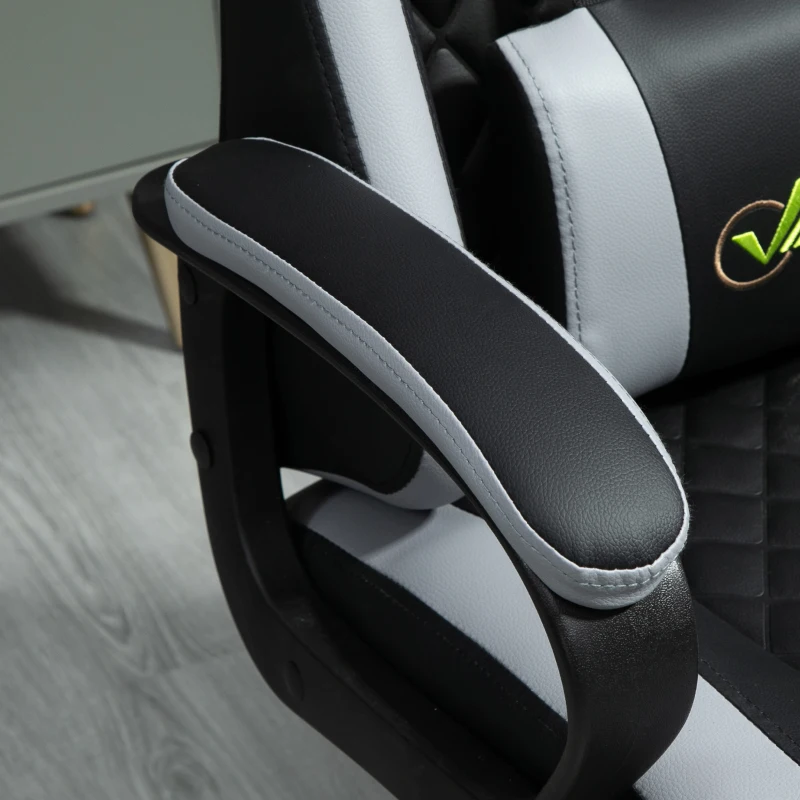Vinsetto Fauteuil de bureau gaming chaise gamer appui-tête et support lombaire hauteur réglable 61 x 70 x 129 cm noir et blanc