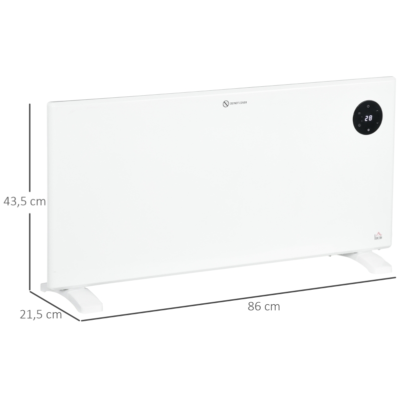 HOMCOM Radiateur électrique convecteur 2000 W écran LED et télécommande sur pieds ou mural pièce 15-20㎡ blanc