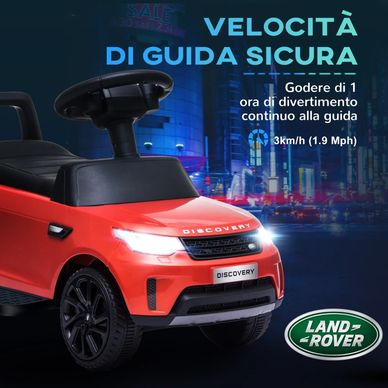 AIYAPLAY Macchina Elettrica per Bambini, Auto con Licenza Land Rover 6V, Funzionamento Elettrico e a Spinta, Velocità 3km/h, Rosso|Aosom Italy