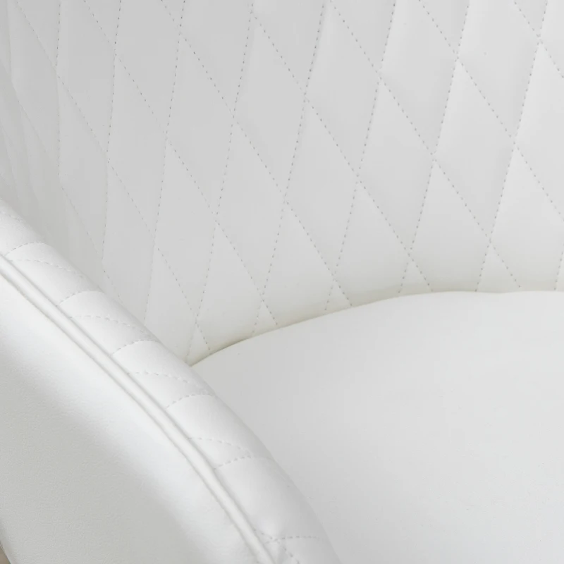 Vinsetto Silla de Oficina Basculante de Cuero PU con Altura Ajustable para Dormitorio Estudio 59x60x90-100 cm Blanco