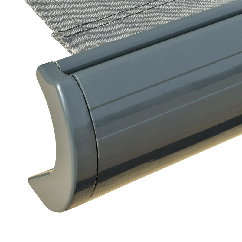 Outsunny 3.5x3m LED Light Full Cassette Case Electric/Manual Awning Door Window Sun Shade Patio Canopy Retractable w/ Remote Grey