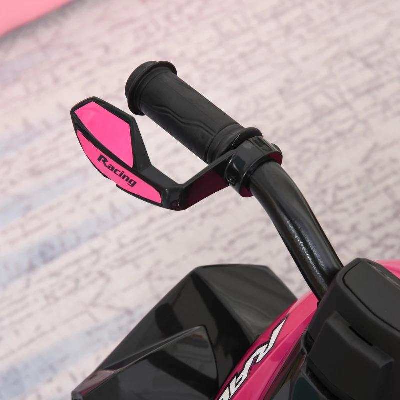 HOMCOM Cuatriciclo Infantil Tipo Quad Todoterreno con Luces Sonidos y Asiento Amplio para +18 Meses 67,5x38x44 cm Rosa y Negro