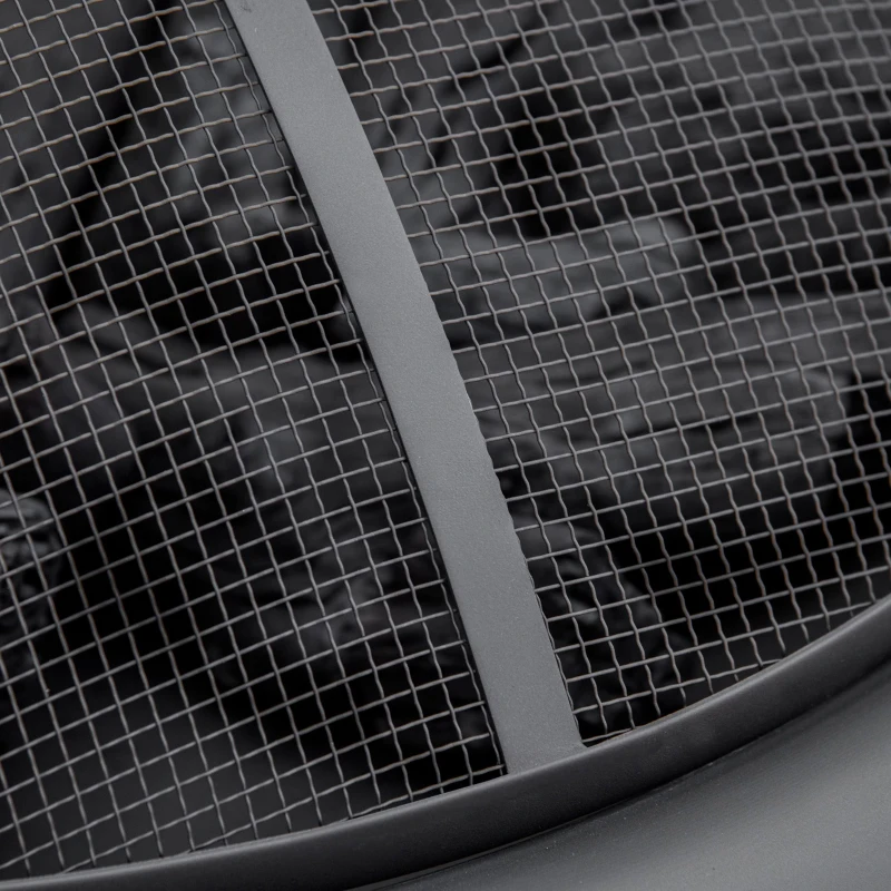 Outsunny Brasero cheminée Foyer extérieur Rond avec Grille, Couvercle Pare-étincelles, tisonnier et Housse Protection métal dim. Ø 76 x 50H cm Noir