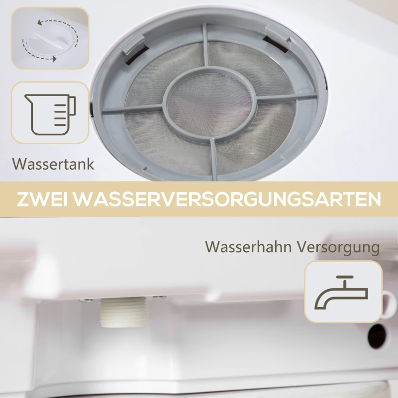 HOMCOM Kompakter Tischgeschirrspüler, 4 Gedecke, Trockenmodus, 6L Tank/Wasserhahn, Startverzögerung, LED, Weiß