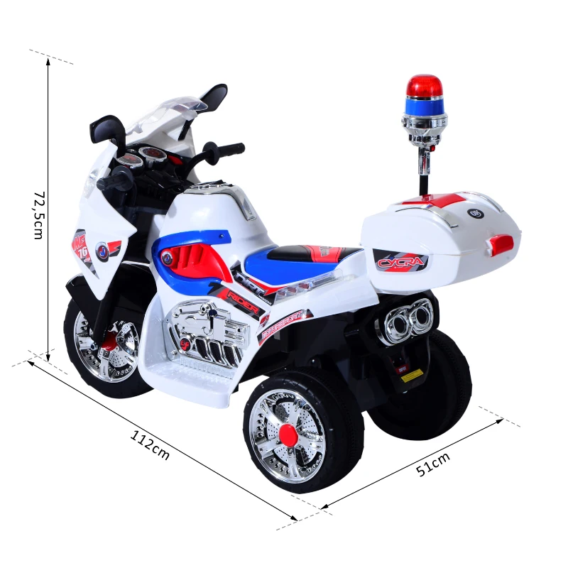 HOMCOM Moto Scooter électrique pour Enfants modèle Policier Fonctions sirène et gyrophare à partir de 3 Ans