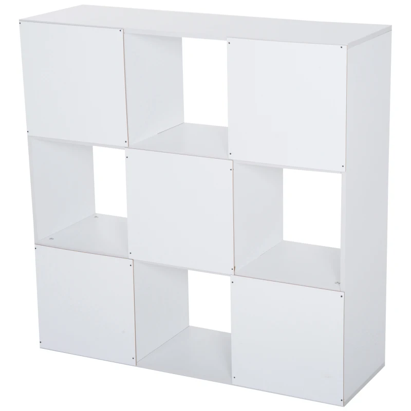 HOMCOM Estantería Librería 3 Niveles Armario de Almacenamiento 9 Cubos Estantería de Pie Separador de Habitación Estante de Exposición 91,5x29,5x91,5cm Madera