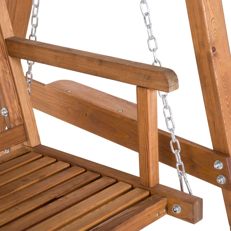 Outsunny Balancelle de Jardin 3 Places Toit imperméabilisé 2 tablettes Support 1,9L x 1,3l x 1,85H m Charge Max. 360 Kg Bois de pin Vert