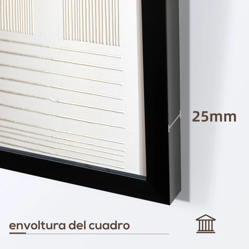 HOMCOM Set de 4 Cuadros en Lienzo de Pintura Abstracta Decoración Elegante para Dormitorio Salón 33x33 cm Multicolor