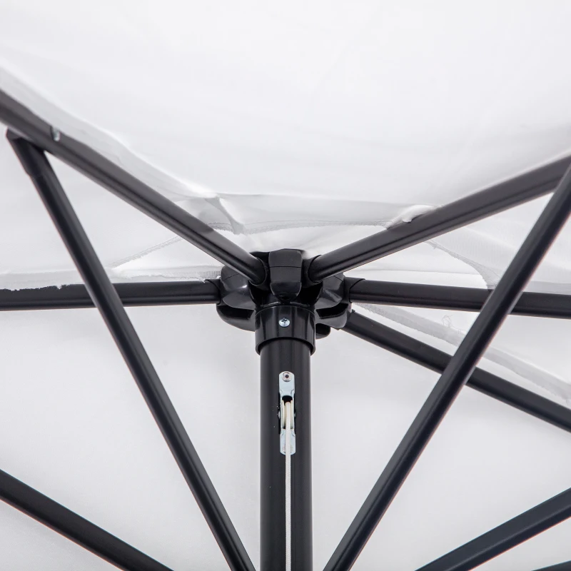 Outsunny Demi-Parasol Ø 2,6 m, parasol de balcon 5 entretoises acier polyester crème