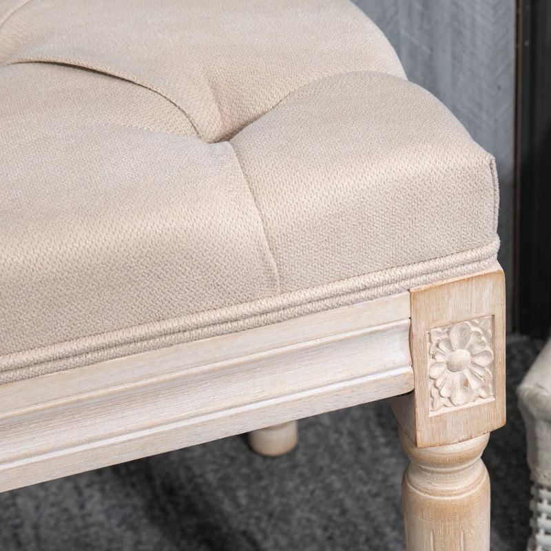 HOMCOM Sitzbank Vintagedesign Vintagebank, Knopfheftung, gedrechselte Beine, Shabby Chic, Creme + Weiß