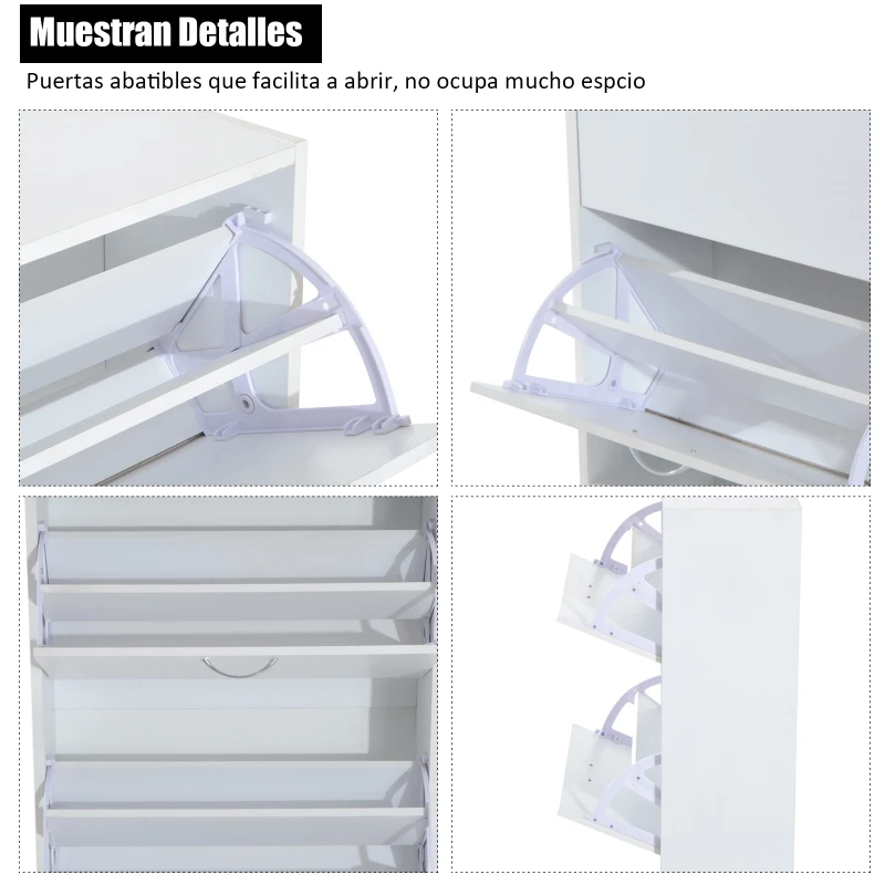 HOMCOM Zapatero Moderno Zapatero de Entrada Recibidor Estrecho con 2 Cajones y Estantes Ajustables para Pasillo 60x24x80 cm Blanco