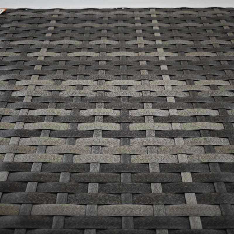 Outsunny Foldable Outdoor Side Table, Rattan Garden Coffee Table with Steel Frame, Space Saving Bistro Garden Furniture for Patio, Balcony, 60 x 41 x 41 cm, Mixed Grey