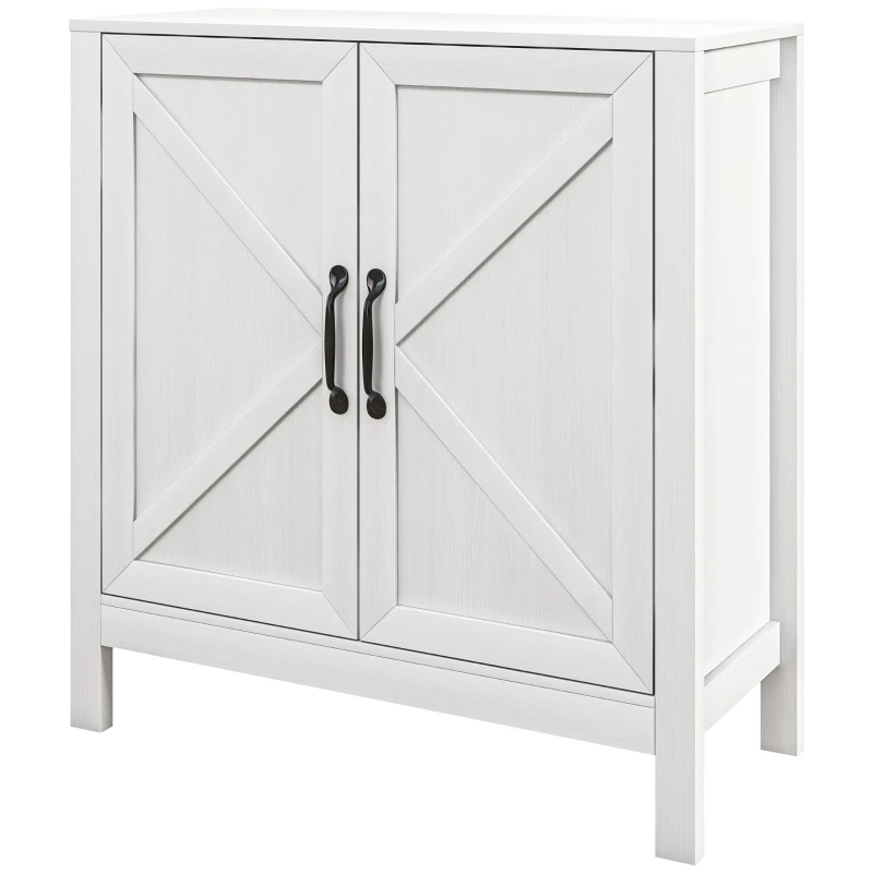 HOMCOM Aparador para Salón con Estante Ajustable y Antivuelco Aparador para Cocina Comedor Dormitorio 80x35x85 cm Blanco
