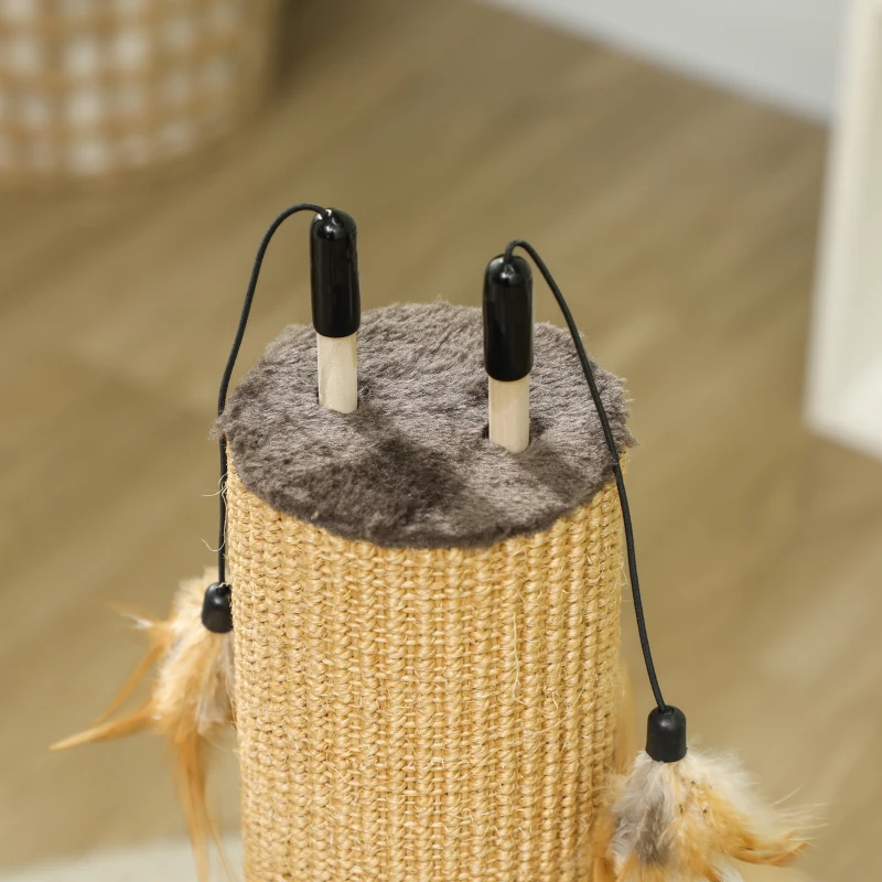 PawHut 78 cm 2-in-1 Katzenkratzpfosten mit 3 Spielzeugfedern, Braun