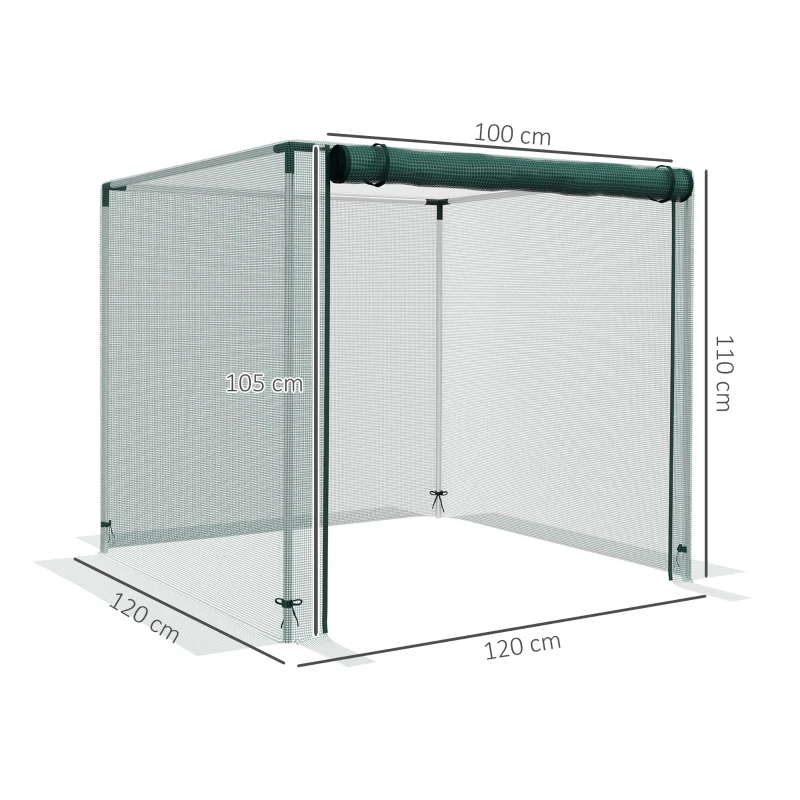 Outsunny Jaula de Cultivo con Soportes de Acero Puerta con Cremallera para Proteger las Plantas en Patio 120x120x110 cm Verde