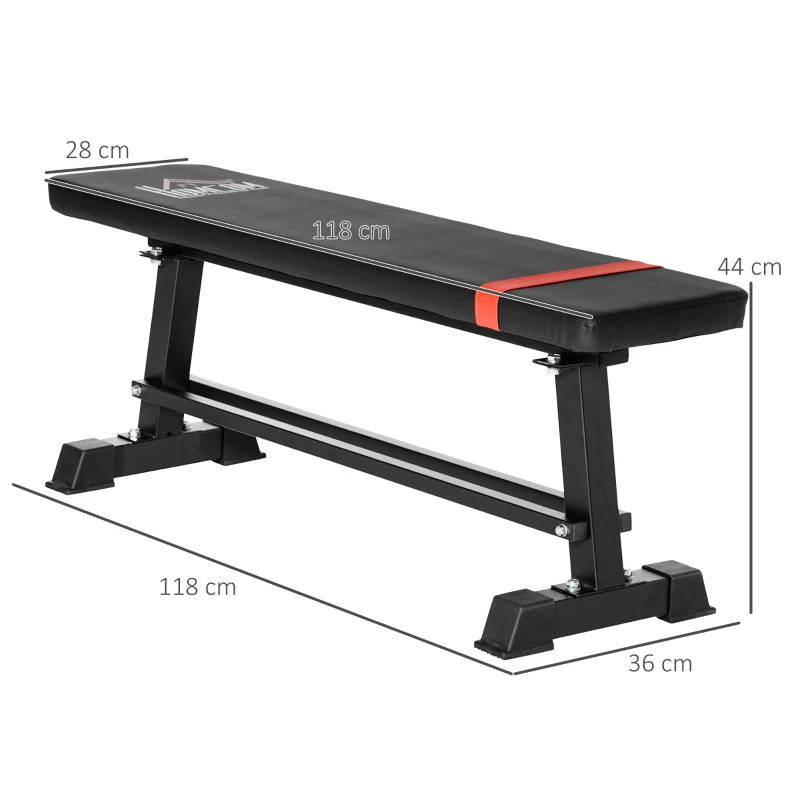 HOMCOM Multifunktion Hantelbank Kraftstation Gewicht bis 150 kg Trainingsbank Metall Kunstleder Schwarz 118 x 36 x 44 cm