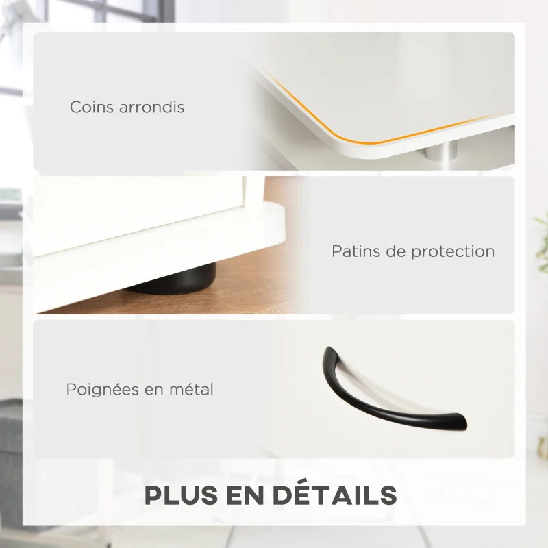 HOMCOM Bureau informatique multimédia multi-rangements 120L x 55l x 85H cm en bois blanc