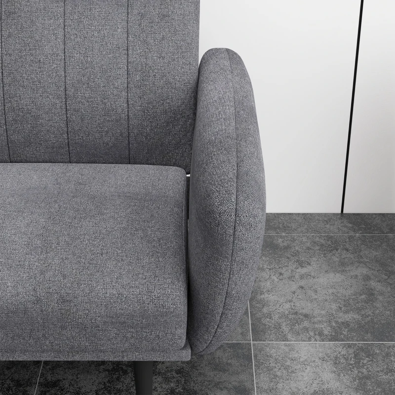 HOMCOM Divano Letto 3 Posti con Schienale Reclinabile a 3 Livelli in Tessuto, 208x84x82cm, Grigio