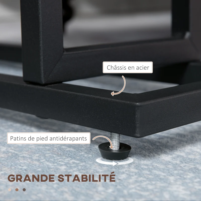 HOMCOM Table d'appoint bout de canapé avec porte-revues strucuture en acier design industriel 49 x 19 x 55 cm noir marron foncé