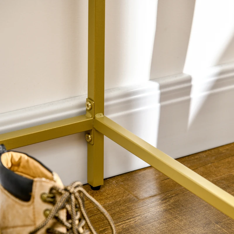 HOMCOM Modern Console Table, Tempered Glass Top Sofa Table with Steel Frame Adjustable Feet for Living Room, Hallway, Black