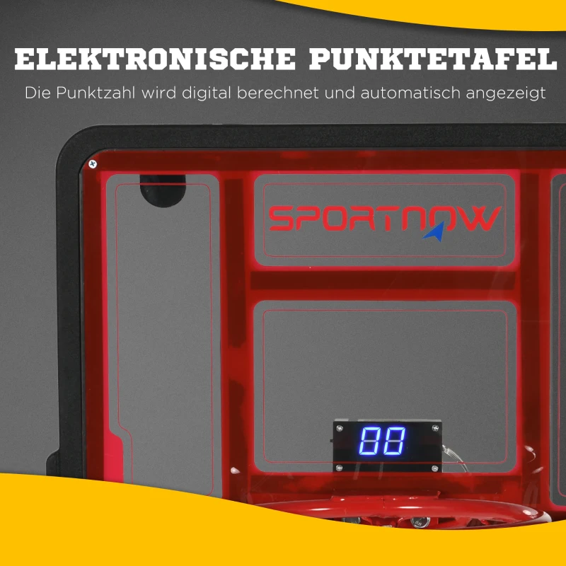 SPORTNOW Basketballkorb mit elektronischer Punkteanzeige, für Wand- und Türmontage, inkl. Basketball, Ballpumpe