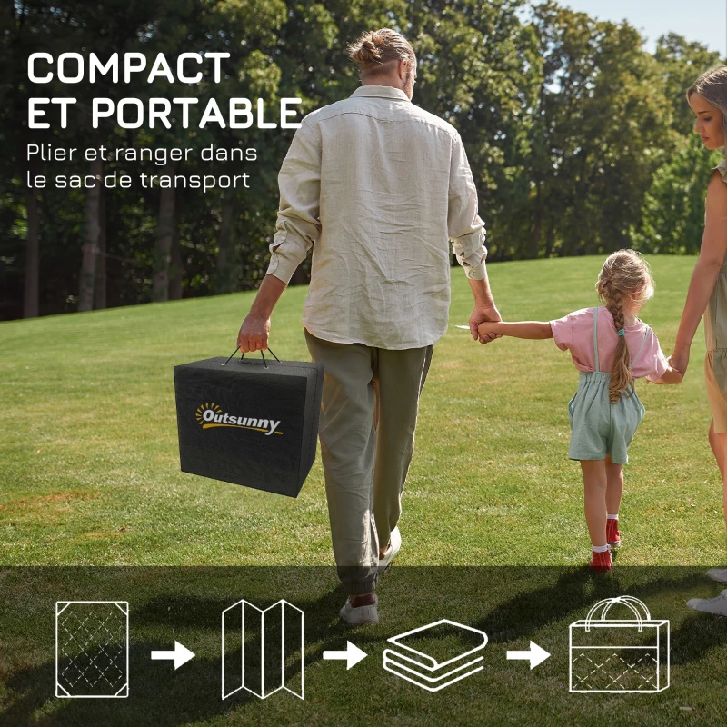 Outsunny Tapis d'extérieur tapis réversible dim. 2,74L x 1,82l m - PP Haute densité 310 g/m² Gris et blanc