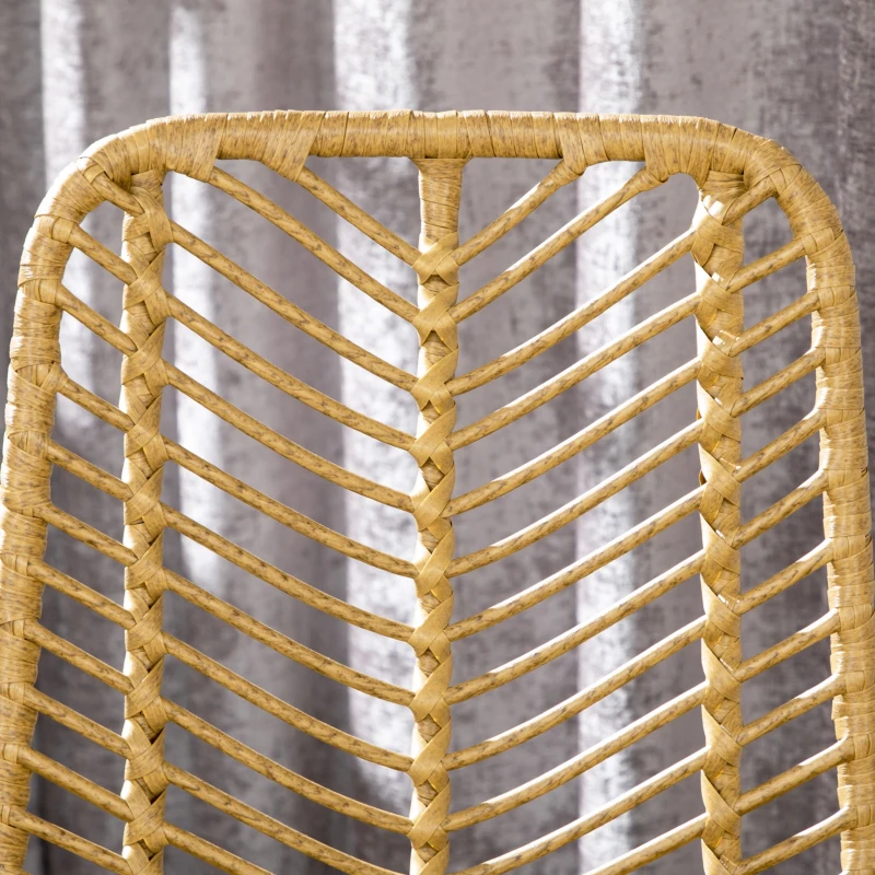 HOMCOM Taburetes Altos de Cocina Juego de 2 con Asiento de Ratán Sintético Taburetes de Bar con Patas de Acero 42,5x52x102 cm Natural