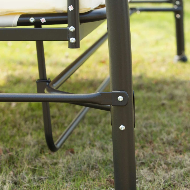 Outsunny Dondolo da Giardino 3 Posti convertibile in Letto con Tetto Reclinabile e Cuscini, 200x125x170 cm, Crema