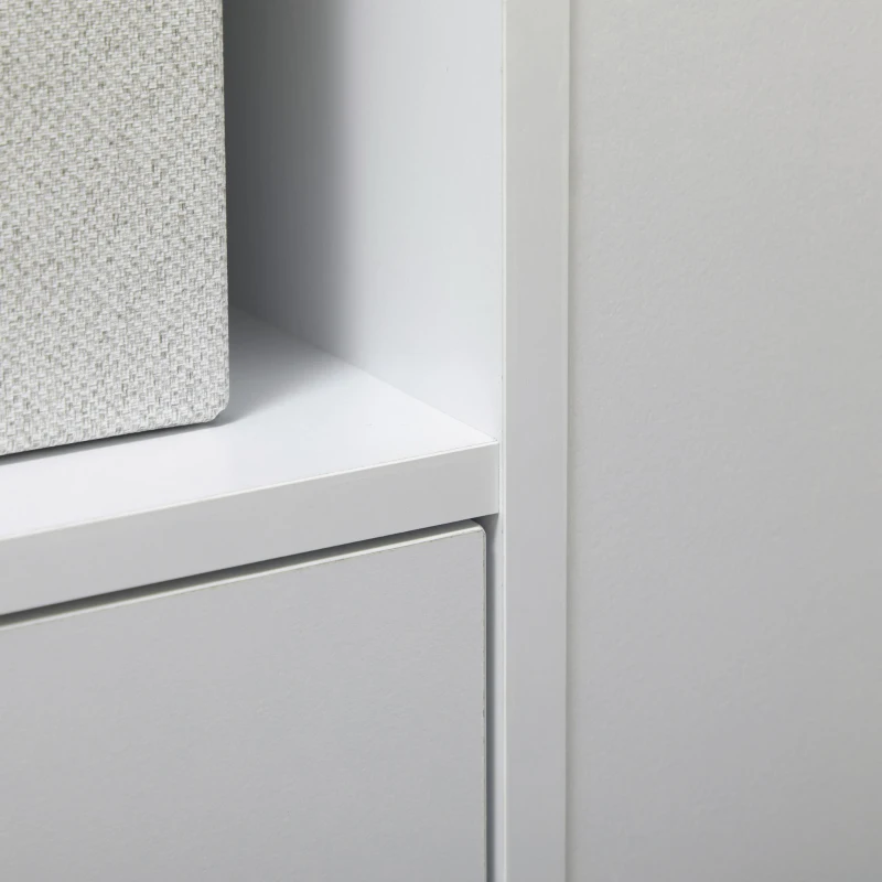 HOMCOM Mueble Auxiliar con Ruedas Carrito de Cocina de Estilo Moderno con Puerta y Compartimientos 75x39,5x88 cm Blanco